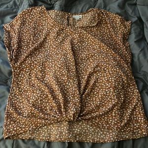 Floral Twist-Front Blouse